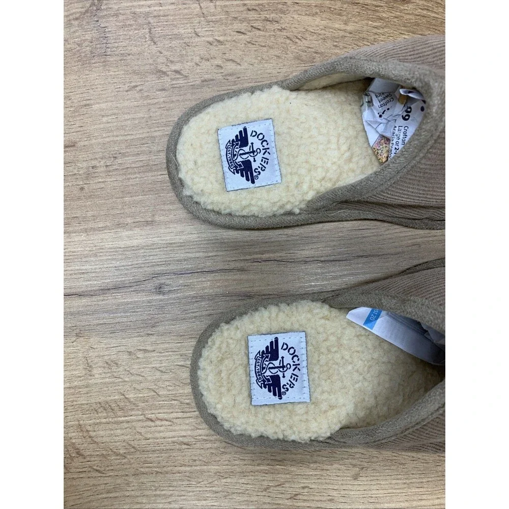 Dockers Boys Brown Split Toe Slippers Fur Footbed Slide On Size 13 M